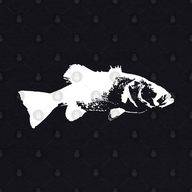 Bass white print by BassFishin